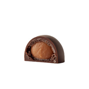 Fyldt mørk chokoladekugle med karamel