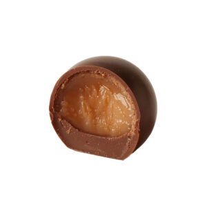 Fyldt mælke chokoladekugle med karamel